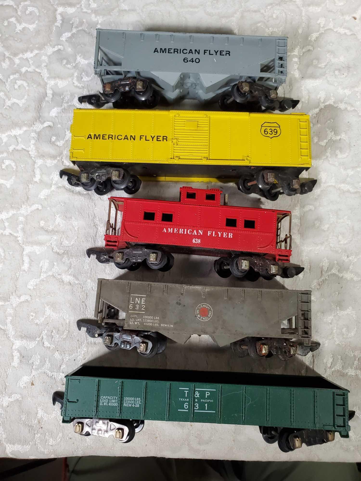 Gilbert/ American Flyer Post War Model Railroad Engines, Cars and Accessories with Some As Is Boxes