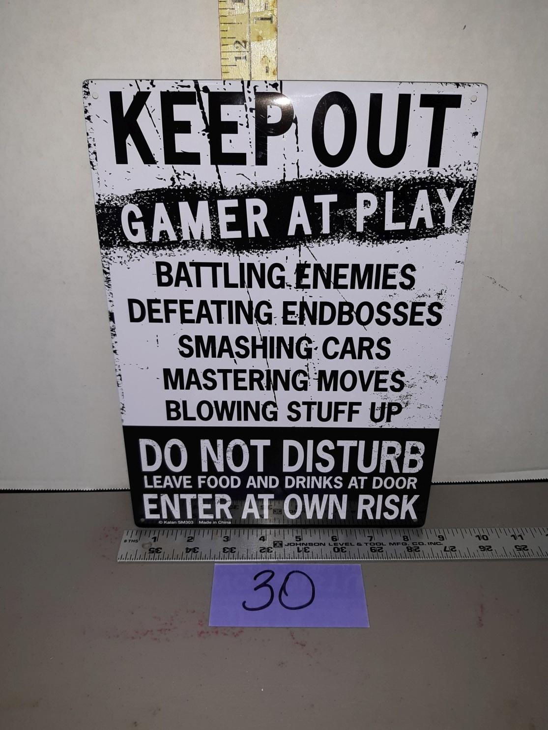 Metal Sign "Keep Out Gamer At Play", like new