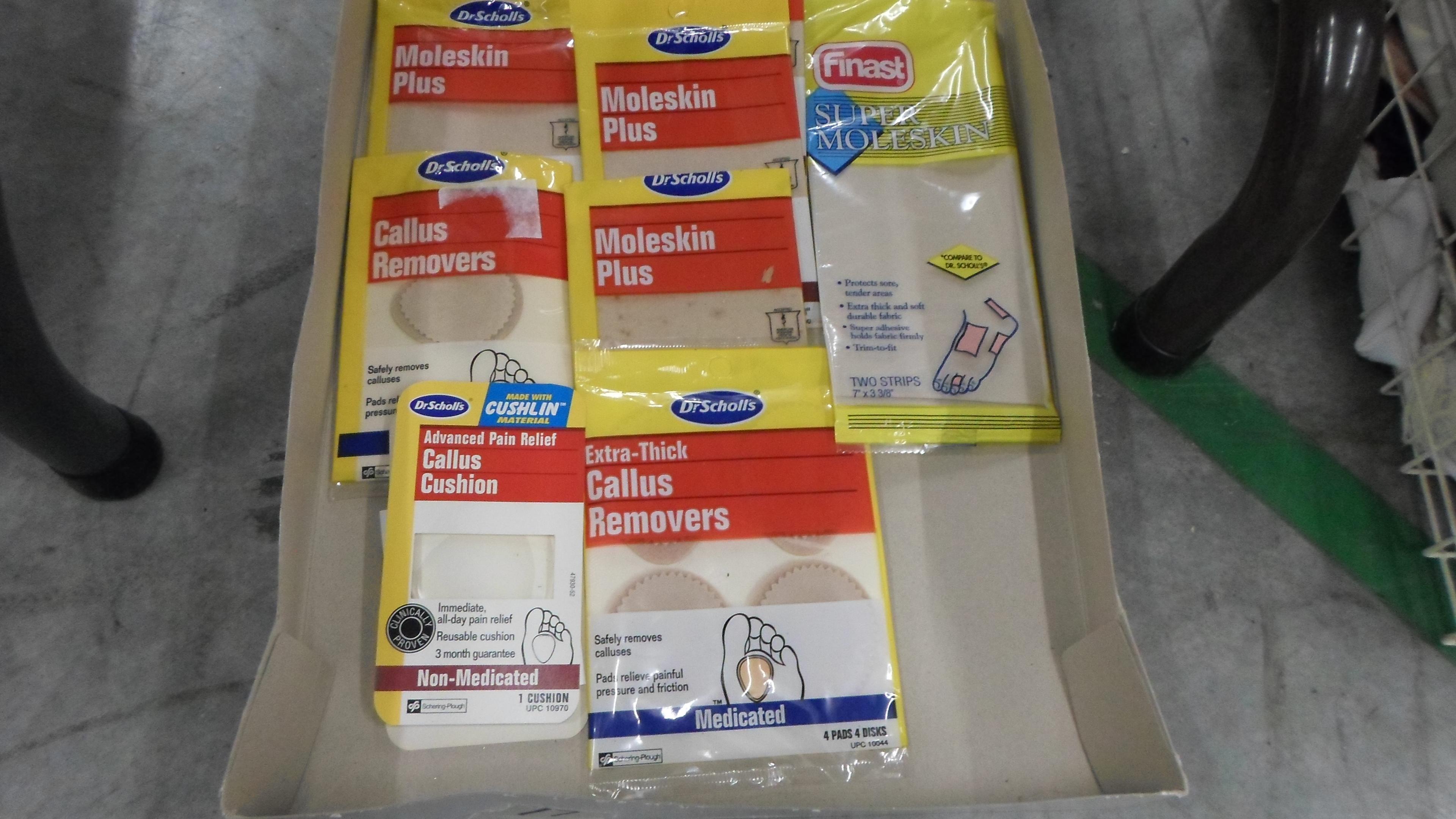 foot care, all new packs of callus removes and mole skin pads and more