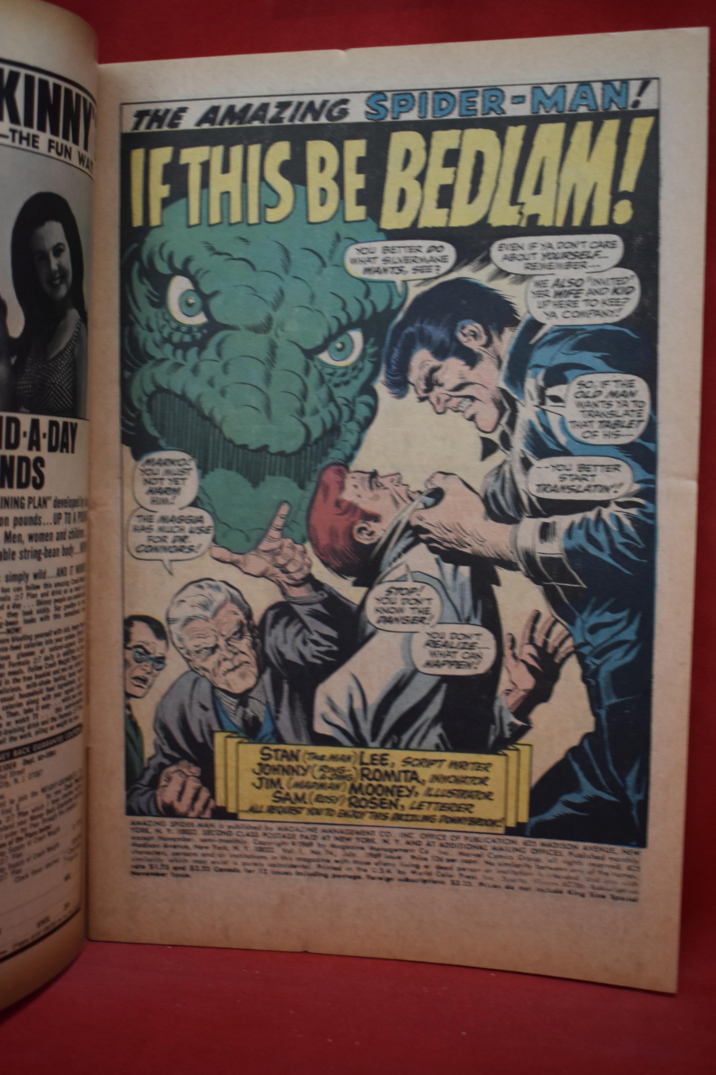 AMAZING SPIDERMAN #74 | IF THIS BE BEDLAM! | CLASSIC JOHN ROMITA SR - 1969