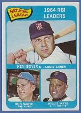1965 Topps #6 RBI Leaders Willie Mays Ron Santo