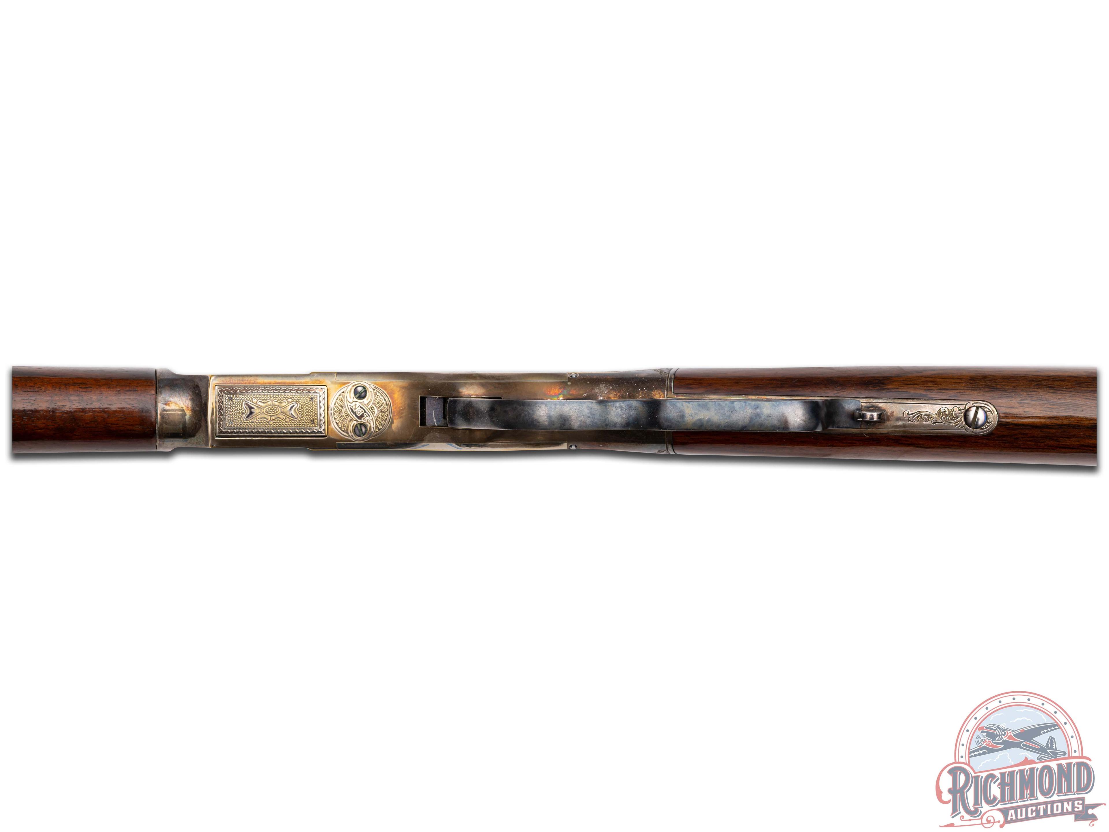 Rare A.Uberti 1866 Highly Engraved L.D. Nimschke .44-40 Lever Action Carbine Rifle & Original Box