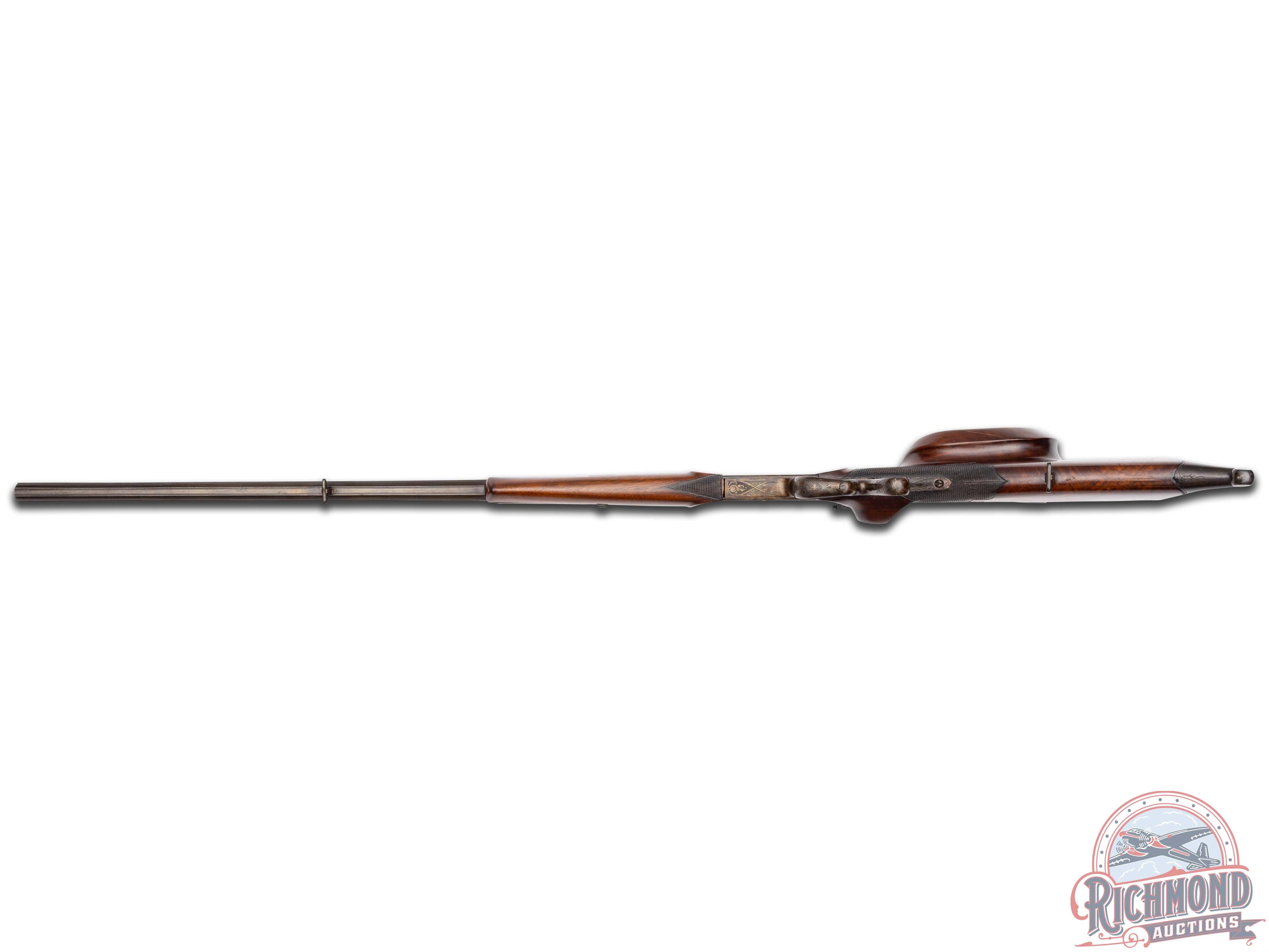 Heavily Engraved Early 20th Century German Schuetzen Falling Block Single Shot 8.15mm Rifle