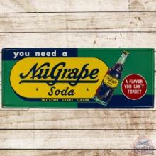 Nugrape Soda "A Flavor You Can't Forget" SS Tin Sign w/ Bottle
