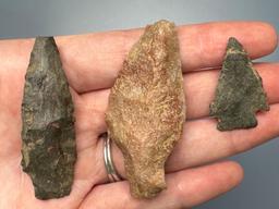 8 Mainly Archaic Stem Points, Found in Northampton Co., PA, Longest is 2 3/8", Ex: Burley Museum Col