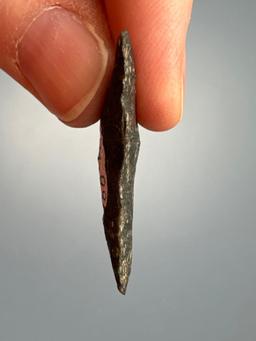 1 1/4" Black Chert Triangle Arrowhead, Found in PA/NJ/NY Tristate Area, Ex: Harry Mucklin, Lemaster,