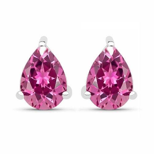 4.50 CTW Genuine Pink Tourmaline And 14K White Gold Earrings