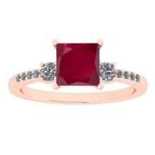 1.53 Ctw VS/SI1 Ruby And Diamond 14K Rose Gold Cocktail Ring