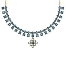 17.66 Ctw i2/i3 Treated Fancy Blue Diamond 14K Yellow Gold Necklace