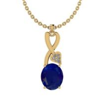 Certified 5.27 Ctw Blue Sapphire And Diamond SI2/I1 14K Yellow Gold Pendant