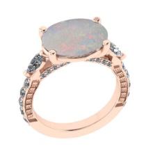 5.08 Ctw SI2/I1 Opal and Diamond 14K Rose Gold Engagement Ring
