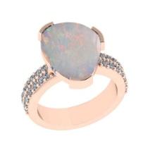 4.34 Ctw SI2/I1 Opal and Diamond 14K Rose Gold Engagement Ring