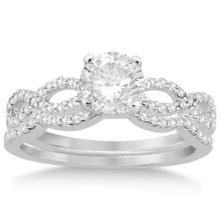 Infinity Twisted Diamond Matching Bridal Set 14K White Gold 1.34ctw
