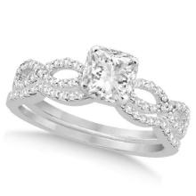 Infinity Princess Cut Diamond Bridal Ring Set 14k White Gold 0.88ctw
