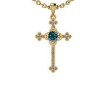 0.65 Ctw i2/i3 Treated Fancy Blue And White Dimaond 14K Yellow Gold Pendant