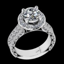 3.48 Ctw VS/SI1 Diamond 14K White Gold Vintage Style Ring