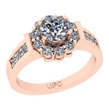 1.32 Ctw SI2/I1 Gia Certified Center Diamond 14K Rose Gold Ring