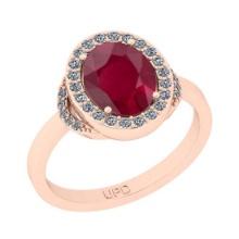 2.27 Ctw SI2/I1Ruby And Diamond 14K Rose Gold Engagement Halo Ring