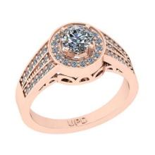 0.85 Ctw SI2/I1 Gia Certified Center Diamond 14K Rose Gold Ring
