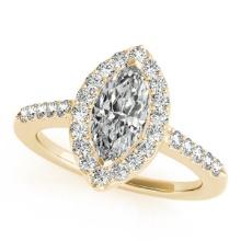 Certified 1.20 Ctw SI2/I1 Diamond 14K Yellow Gold Engagement Halo Ring