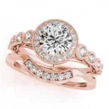 Certified 1.02 Ctw SI2/I1 Diamond 14K Rose Gold Bridal Wedding Set Ring