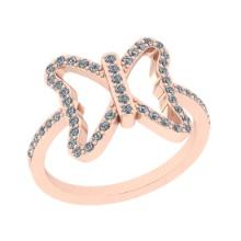1.03 Ctw SI2/I1 Diamond 14K Rose Gold Valentine Special Butterfly Ring