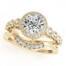 Certified 1.02 Ctw SI2/I1 Diamond 14K Yellow Gold Bridal Wedding Set Ring