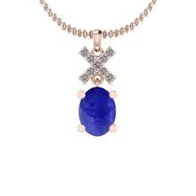 Certified 5.61 Ctw Tanzanite and Diamond I1/I2 14K Rose Gold Victorian Style Pendant