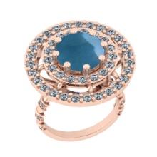 5.77 Ctw SI2/I1 Aquamarine And Diamond 14K Rose Gold Engagement Ring
