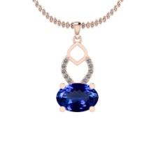 Certified 5.91 Ctw VS/SI1 Tanzanite and Diamond 14K Rose Gold Vintage Style Pendant