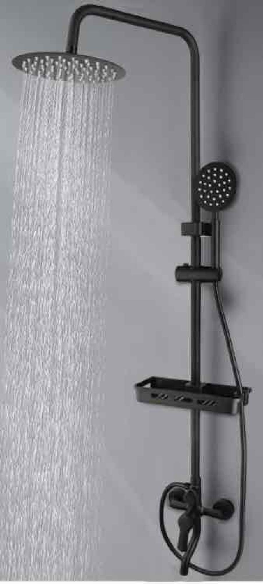 KECTIAKL Matte Black Exposed Shower System 8 Inch Rainfall