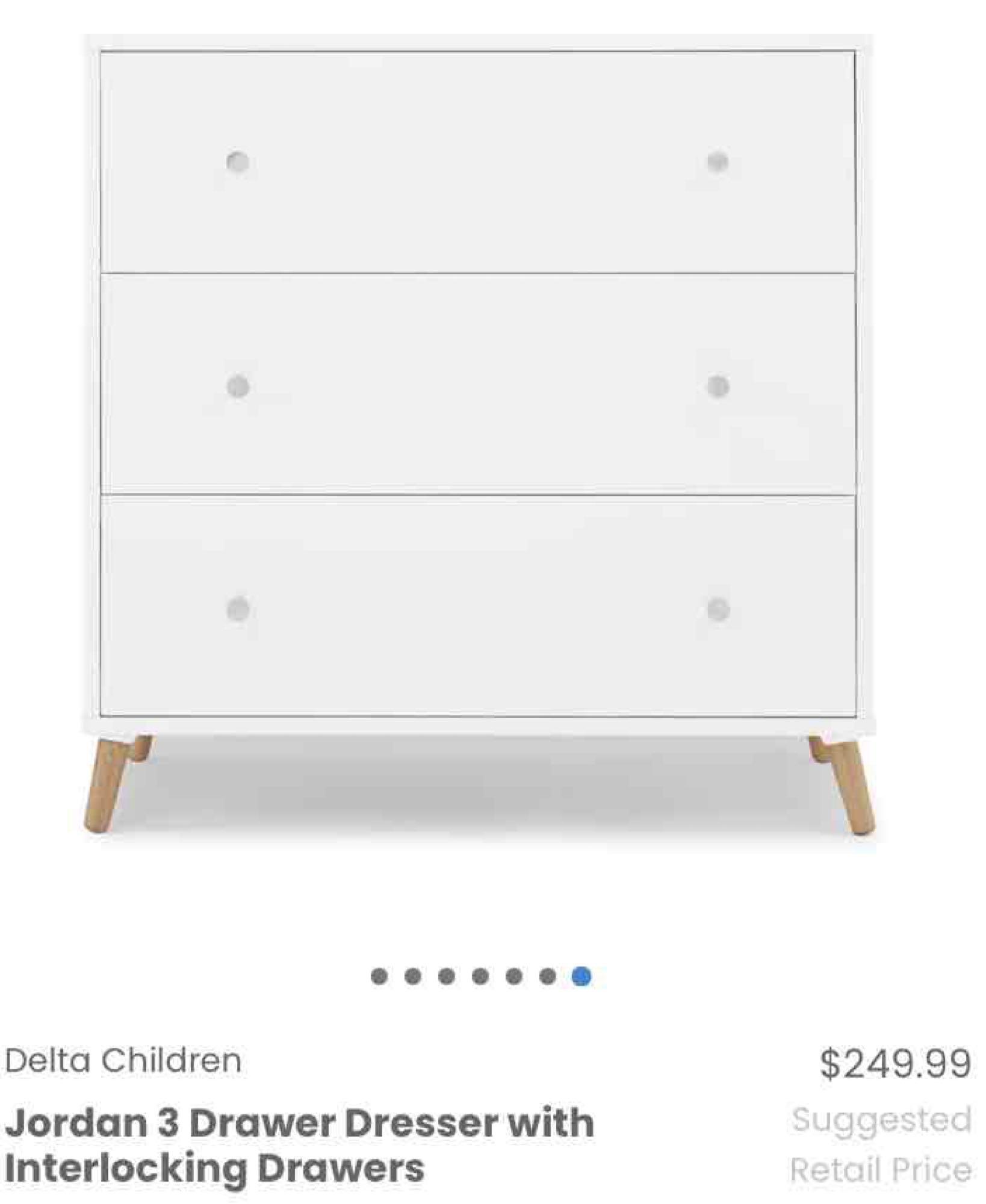 Delta Children Jordan 3 Drawer Dresser with Interlocking Drawers