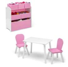 Delta Children 4-Piece Toddler Playroom Set ? Includes Play Table and 6 Bin Toy Organizer