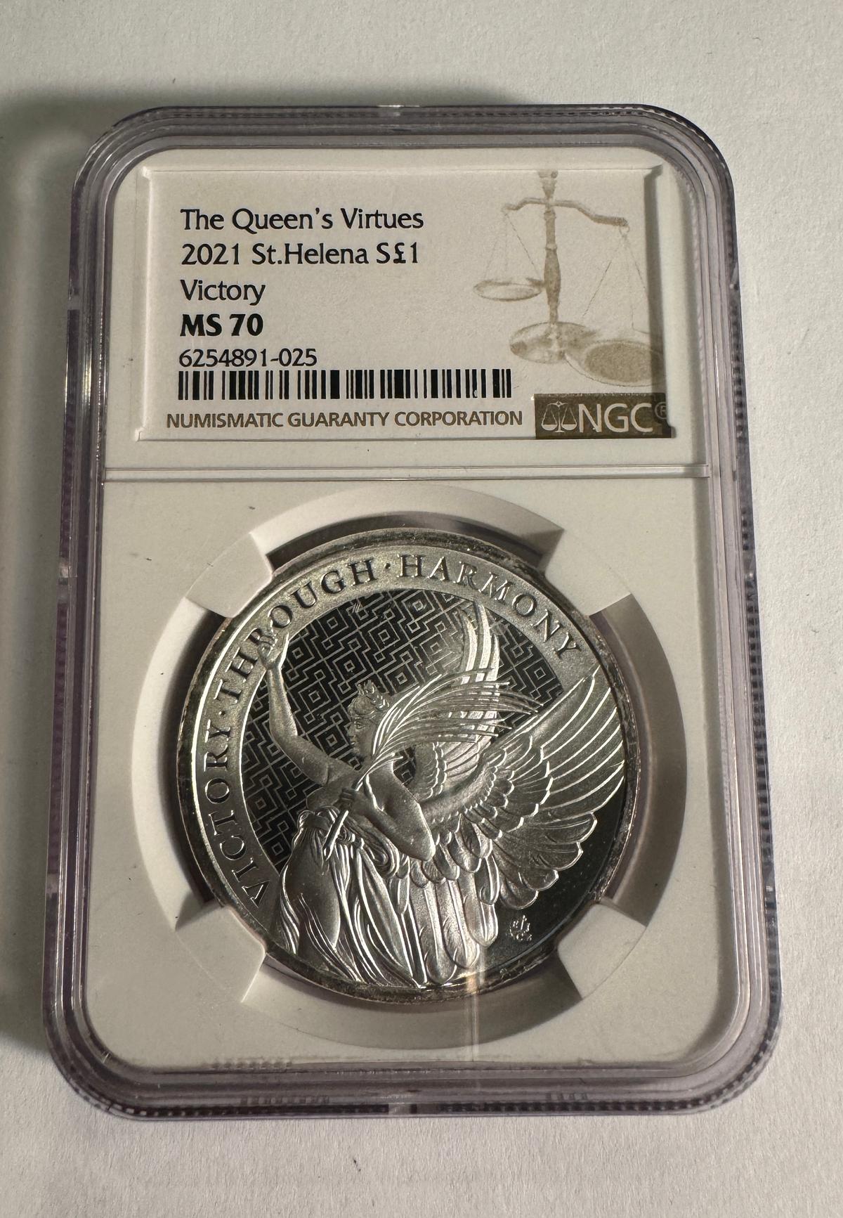 The Queen's Virtues 2021 St.Helena S£1 Victory MS70