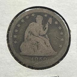 1858 Seated Liberty Quarter Dollar
