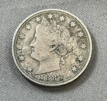 1883 No Cents Liberty V Nickel, First Year