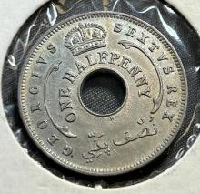 1949H British West Africa One Half Penny