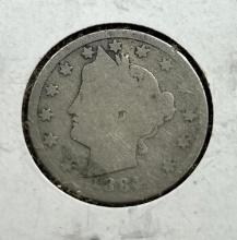 1884 US Liberty V Nickel, second year, BETTER date