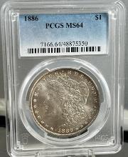 1886 Morgan Silver Dollar in MS64 PCGS Holder