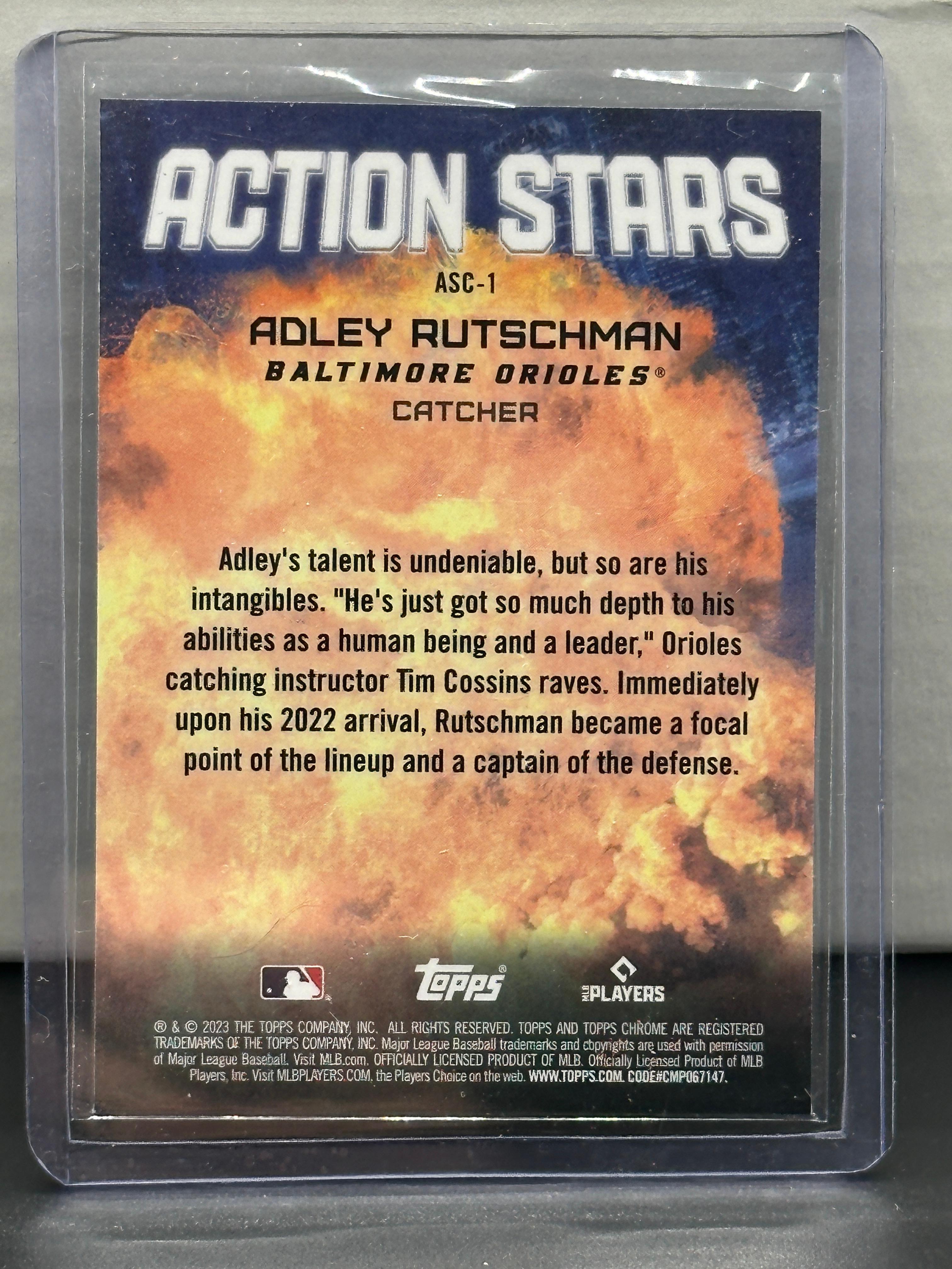 Adley Rutschman 2023 Topps Chrome Action Stars RC Rookie Refractor Insert #ASC-1