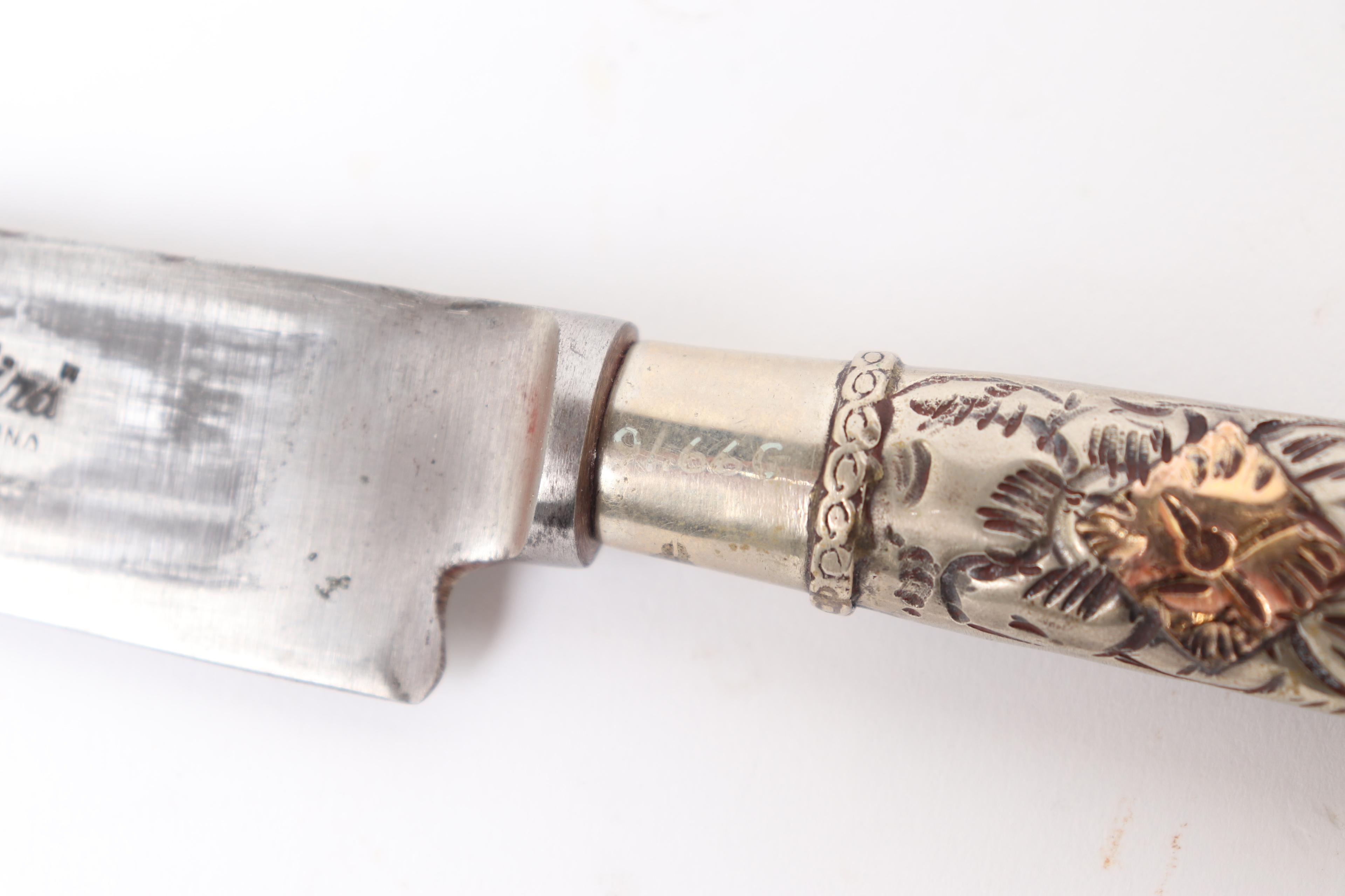 Argentinian Gaucho Embossed Silver & Gilt Knife