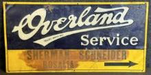 1920s Overland Service Embossed Tin Tacker Metal Advertising Sign Sheramn Schneider Rosalia