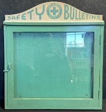 Safety Bulletins Universal Safety Factory 1930s Hand Painted Advertising Wooden Display Case