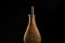 Early American Brass Gun Powder Flask