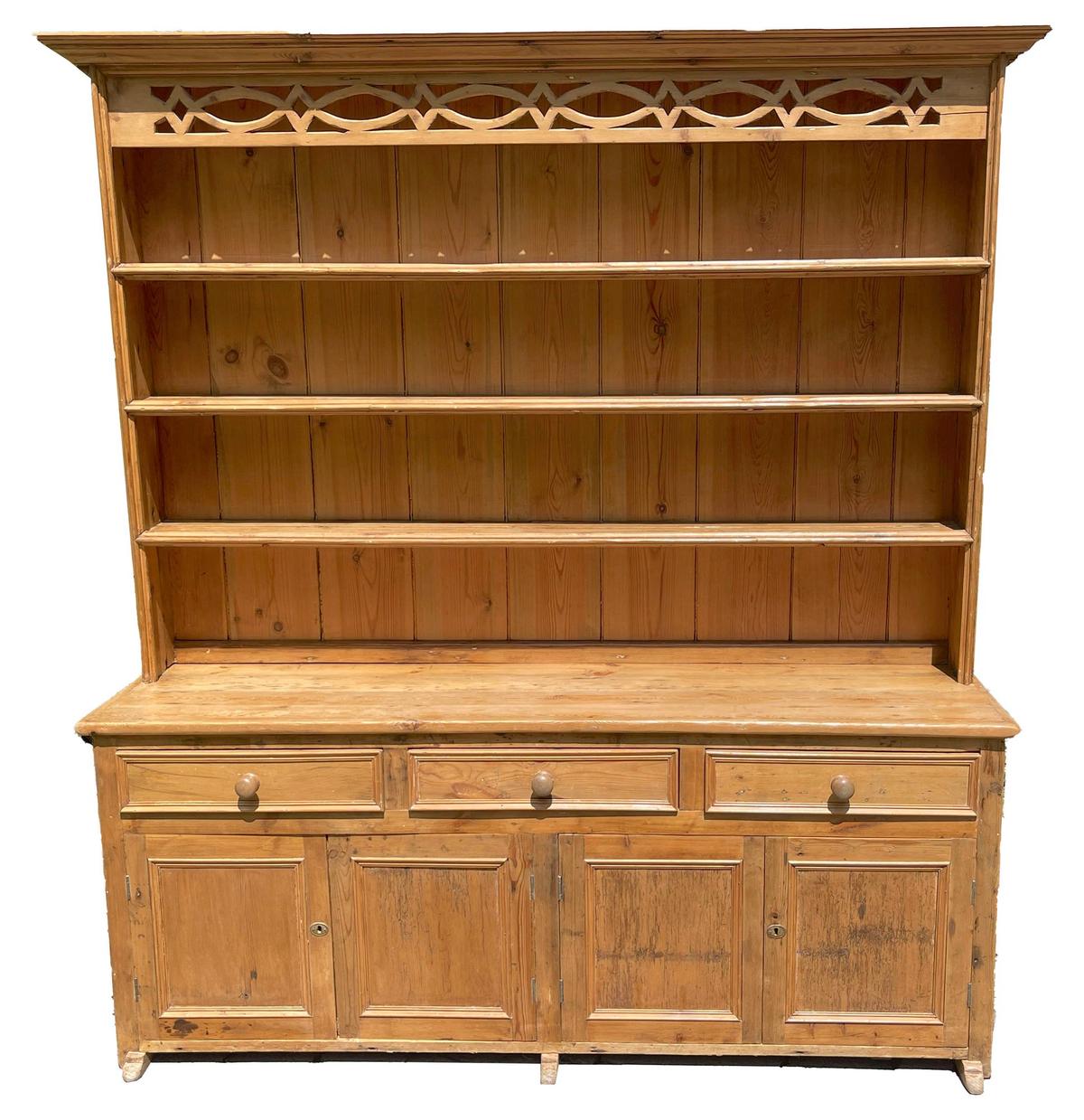 19th Century English Pine Welsh Step Back Cupboard Dresser