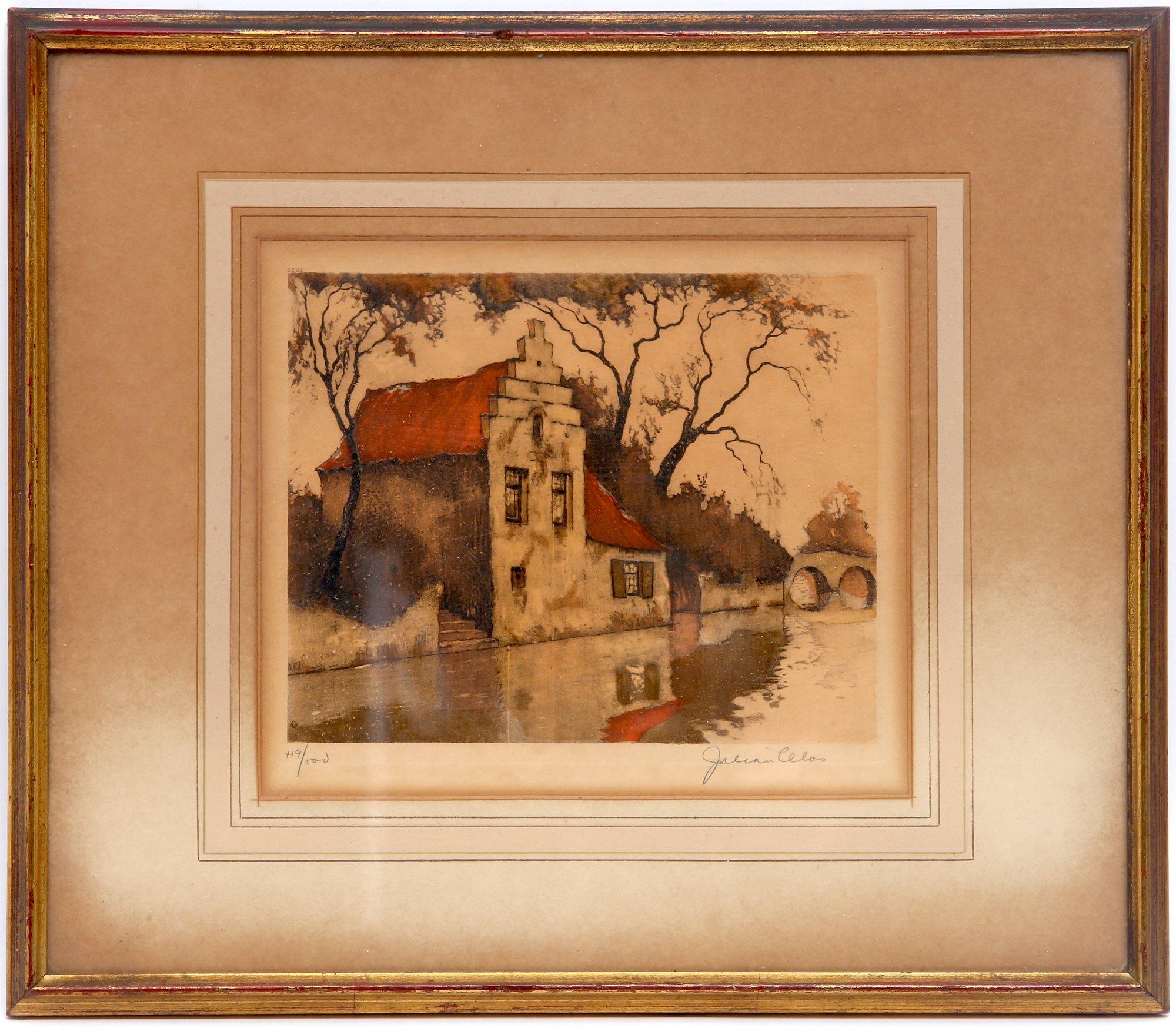 Julien Celos 1884 - 1953 Paysage Avec Pont I
