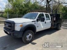 (Plymouth Meeting, PA) 2016 Ford F550 4x4 Crew-Cab Flatbed Truck Runs & Moves, Abs Light On, Battery