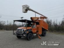 (Fort Wayne, IN) Altec LR756, Over-Center Bucket Truck mounted behind cab on 2013 Ford F750 Chipper