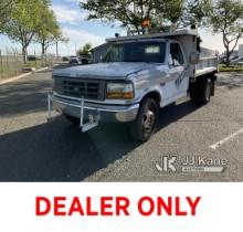 1997 Ford F350 Dump Truck Runs, Moves & Operates, Monitors Did Not Pass Smog
