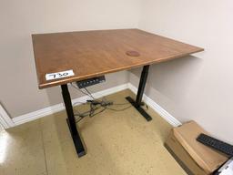 (4) 3 DRAWER LATERAL FILES; BLUEPRINT TABLE; ADJUSTABLE HEIGHT DESK; SMALL WOODEN DESK; 3 DRAWER MET